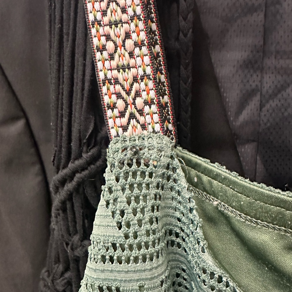 Medium Green Patterned Sleeveless Romper, Beaded … - image 4